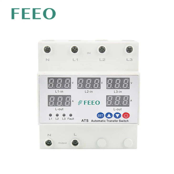 FEEO 220V ATS Controller Daul Power Changeover Automatic Transfer ATS Din Rail Switch 63A LED Indication For Operating Voltage high quality